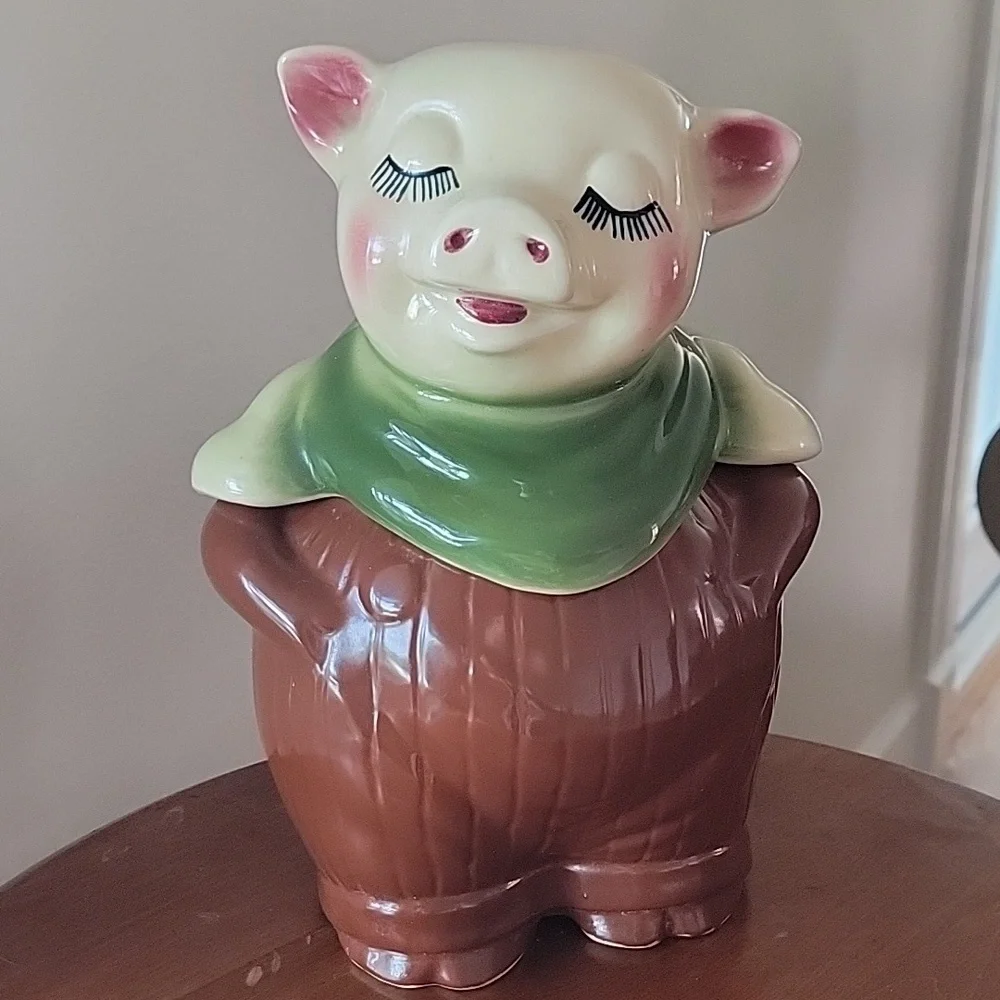 Shawnee Vintage Smiley Pig Coin Bank Cookie Jar Chocolate Brown
